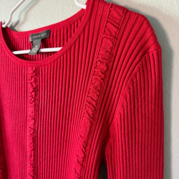 Copper Key Red Ribbed Sweater - Picture 2 of 6